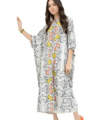JSDC Soft Silk Satin Fabric Snake Skin Printed Calf Length Slit Style Kaftan