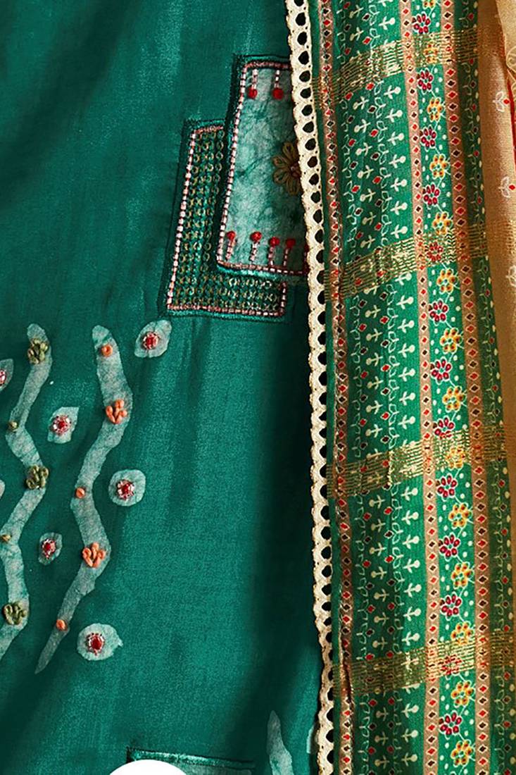 Rich pure muga silk green batik printed salwar suit - Jay Vijay Prints ...