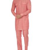 Ethnic Mens Pathani Style Kurta in pink color designer wear from size 30 To 58