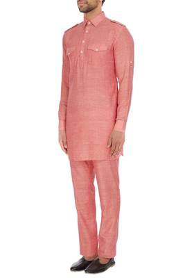 Ethnic Mens Pathani Style Kurta in pink color designer wear from size 30 To 58 3