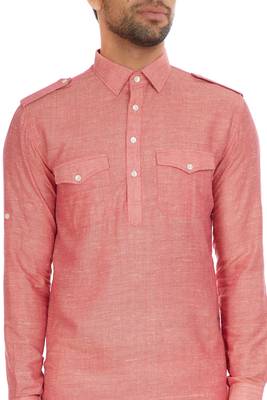 Ethnic Mens Pathani Style Kurta in pink color designer wear from size 30 To 58 4