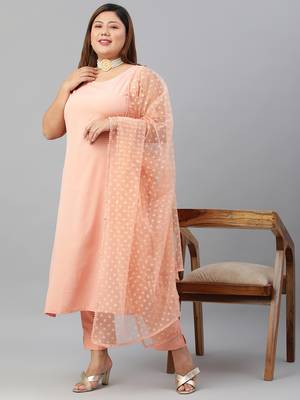 XL LOVE by Janasya Peach plain crepe salwar 1