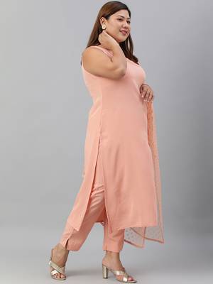 XL LOVE by Janasya Peach plain crepe salwar 3