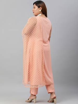 XL LOVE by Janasya Peach plain crepe salwar 4