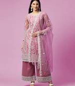Net Salwar Palazzo Suit Purple