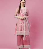 Net Salwar Palazzo Suit Pink