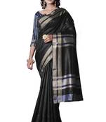 Black woven silk saree with blouse