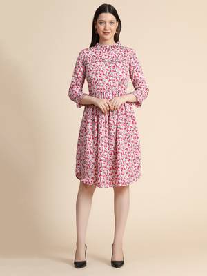 Multicolor printed polyester long-dresses 1