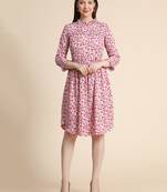 Multicolor printed polyester long-dresses