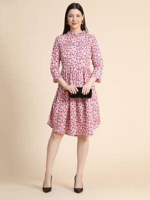 Multicolor printed polyester long-dresses 4