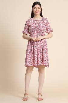 Multicolor printed polyester long-dresses