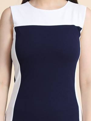 Navy-blue woven polyester long-dresses 5