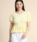 Yellow plain georgette party-tops