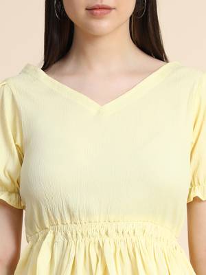 Yellow plain georgette party-tops 5