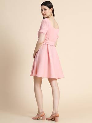 Peach woven polyester long-dresses 4