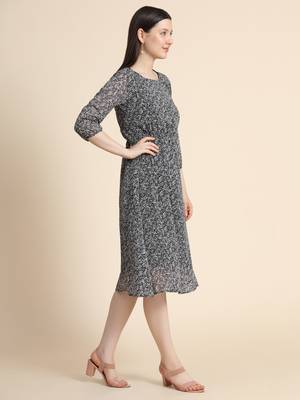 Black printed georgette long-dresses 2