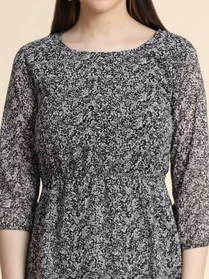 Black printed georgette long-dresses 5