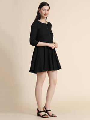 Black woven polyester long-dresses 3