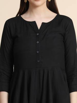 Black woven polyester long-dresses 5