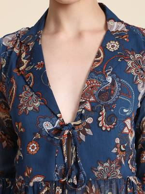 Navy-blue printed georgette party-tops 5