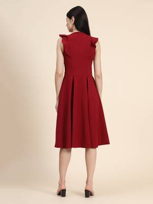 Maroon woven polyester long-dresses 4
