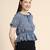 Navy-blue printed polyester crop-tops