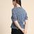Navy-blue printed polyester crop-tops