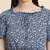 Navy-blue printed polyester crop-tops