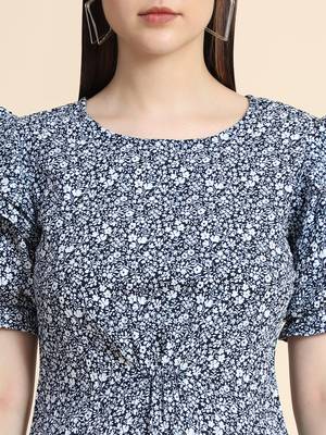 Navy-blue printed polyester women-shirts 5