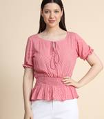 Baby-pink printed crepe party-tops