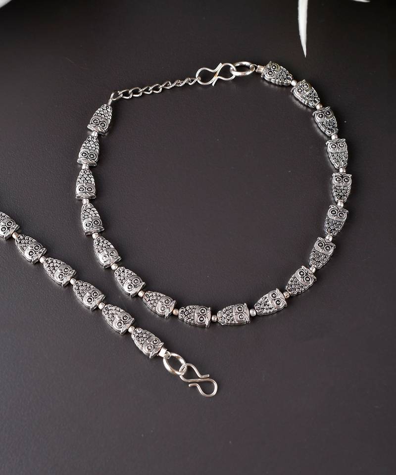 Chain Anklet with Silver Plated Owl