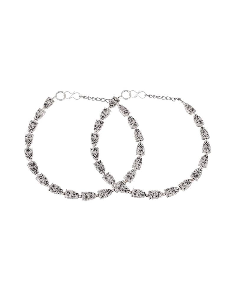 Chain Anklet with Silver Plated Owl