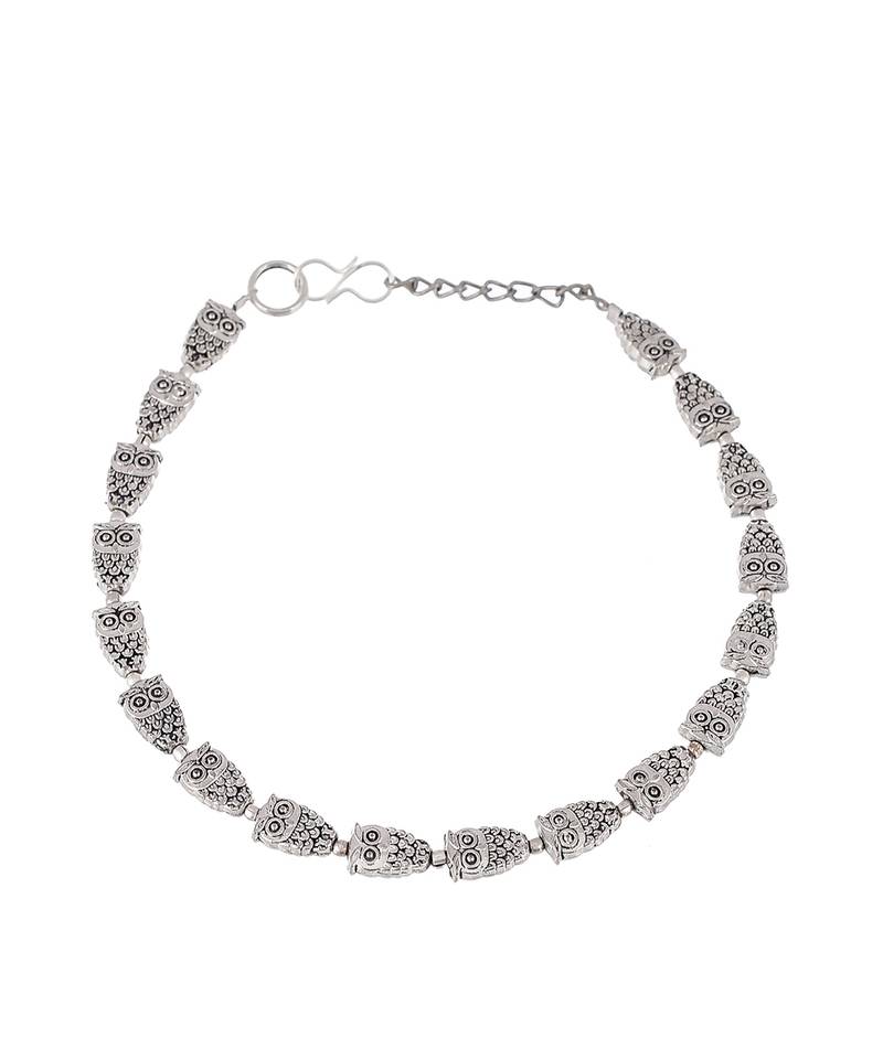 Chain Anklet with Silver Plated Owl