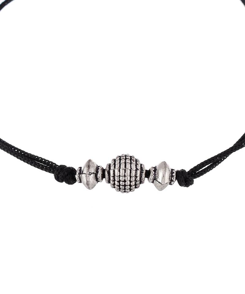 Triple Ball Black Thread Evil Eye Anklet