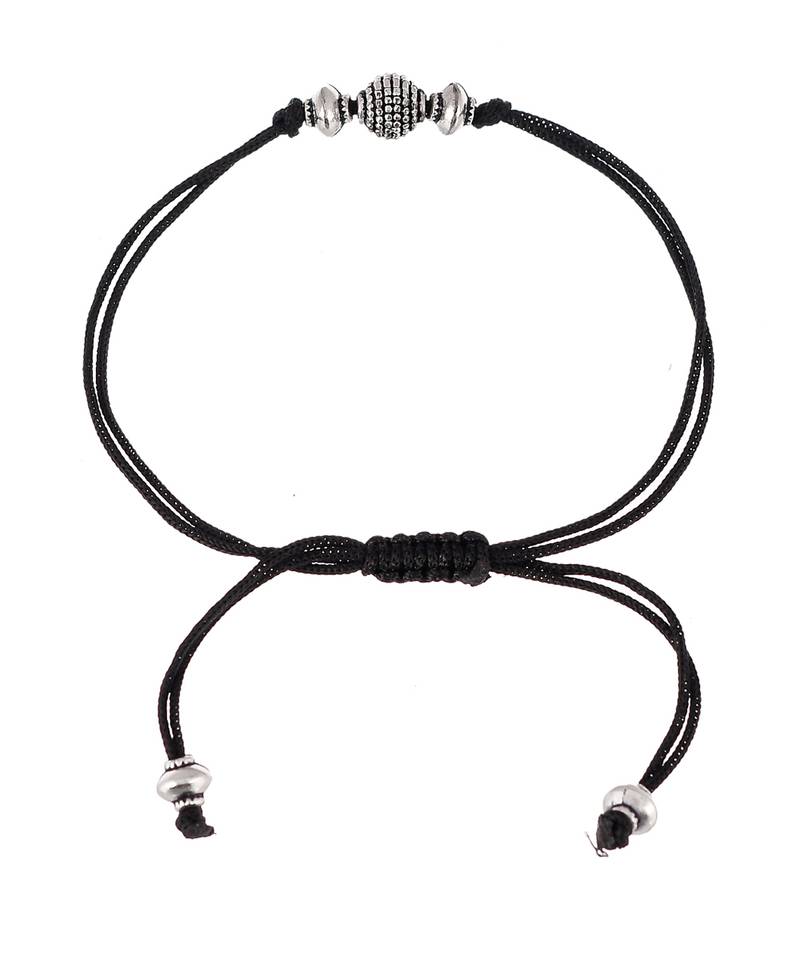 Triple Ball Black Thread Evil Eye Anklet