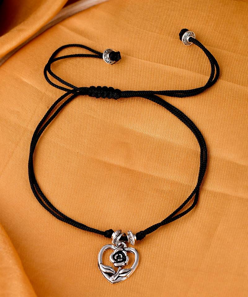 Rose Love Silver plated Charm Anklet