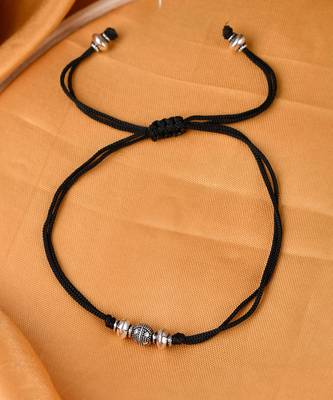 Triple Ball Black Thread Anklet 2