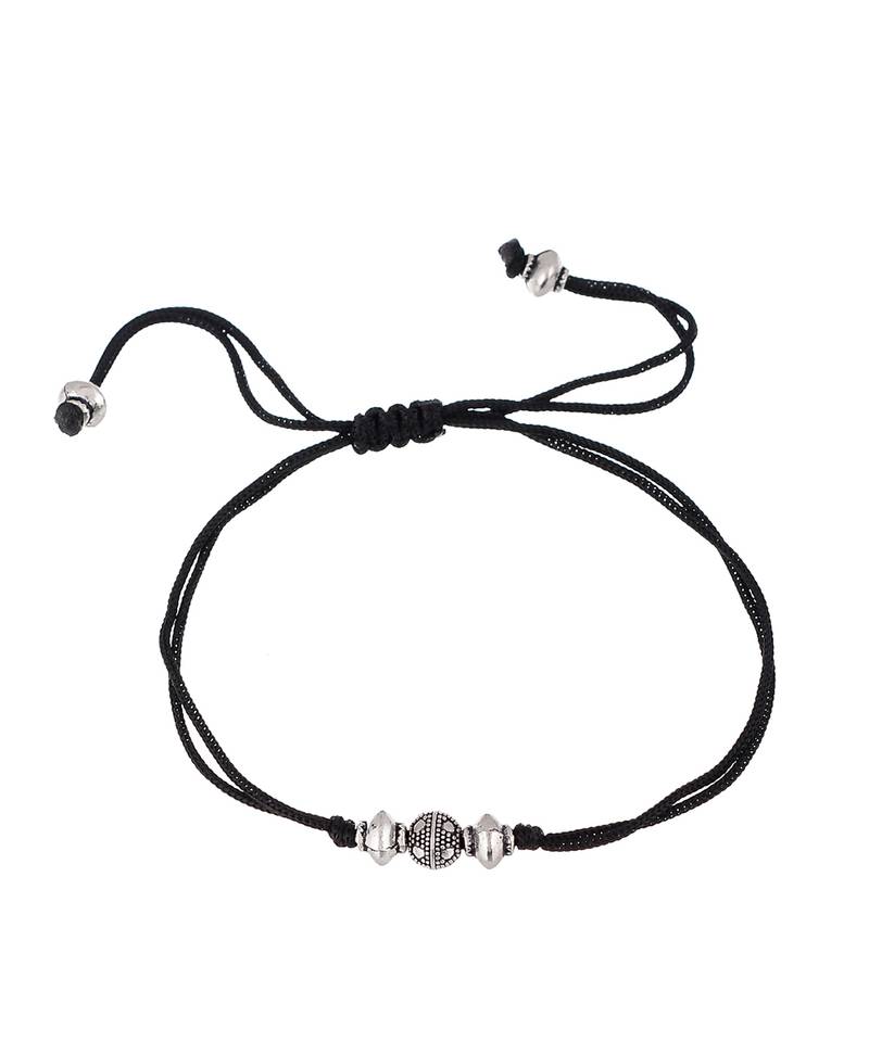 Triple Ball Black Thread Anklet
