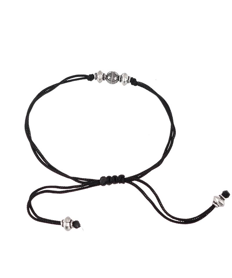 Triple Ball Black Thread Anklet