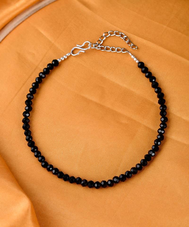 Black Onyx Faceted Beads Anklet