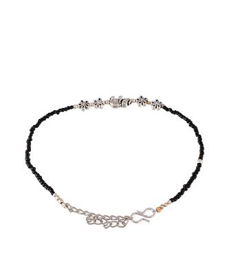 Black Beaded Chain Anklet with Elephant 4