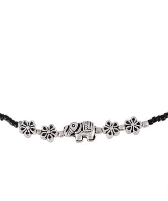 Black Beaded Chain Anklet with Elephant 5