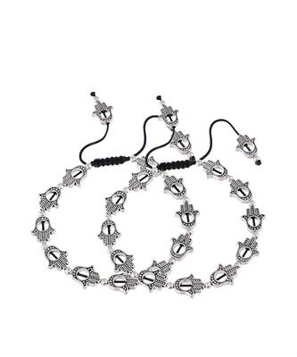 Hamsa Beaded Black Thread Anklet 3