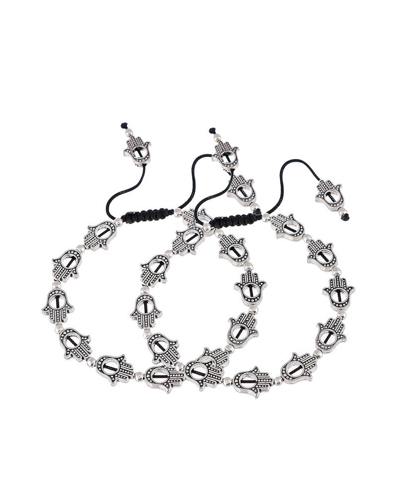 Hamsa Beaded Black Thread Anklet