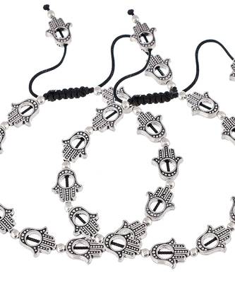 Hamsa Beaded Black Thread Anklet 4