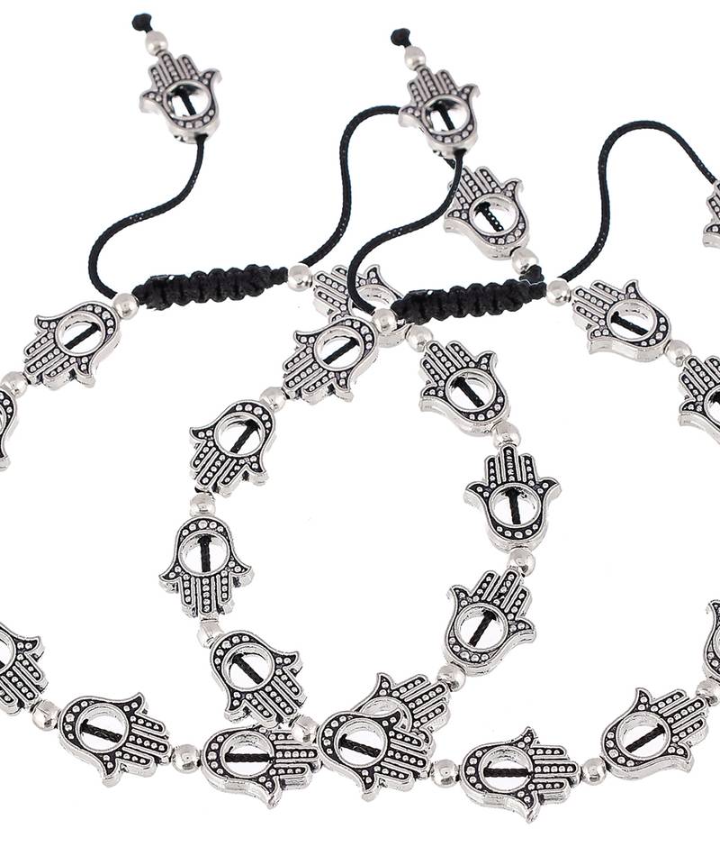 Hamsa Beaded Black Thread Anklet