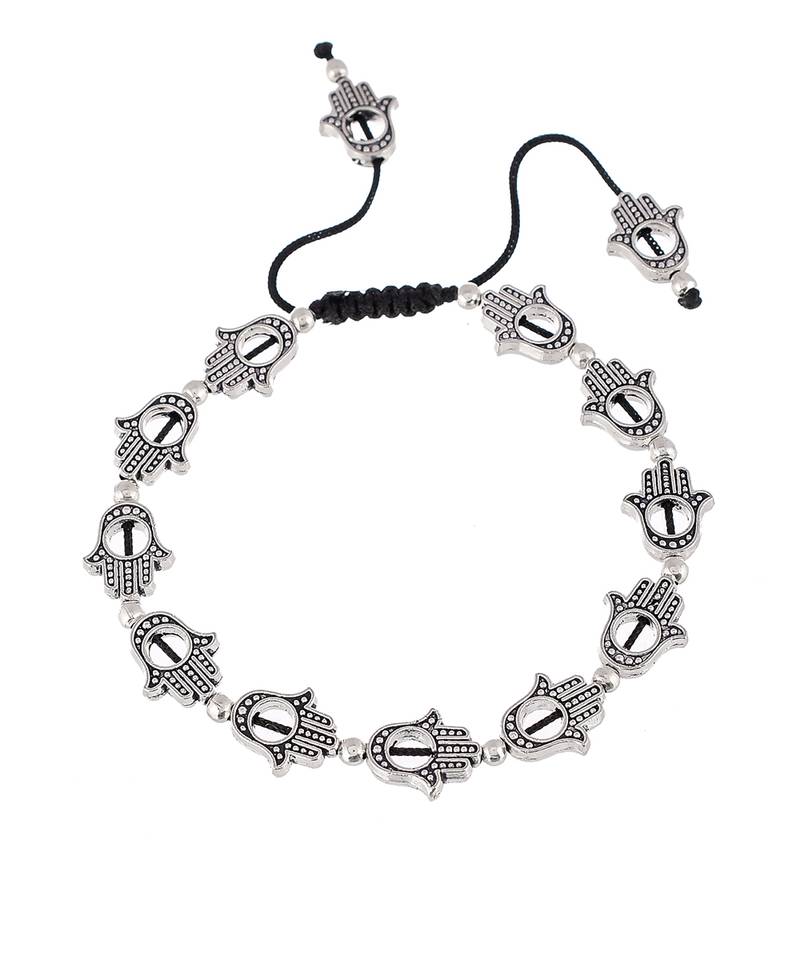 Hamsa Beaded Black Thread Anklet