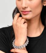 Set of 2 Silver Plated Oxidised Elephant shaped bangles