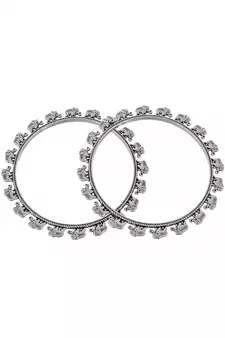 Set of 2 Silver Plated Oxidised Elephant shaped bangles