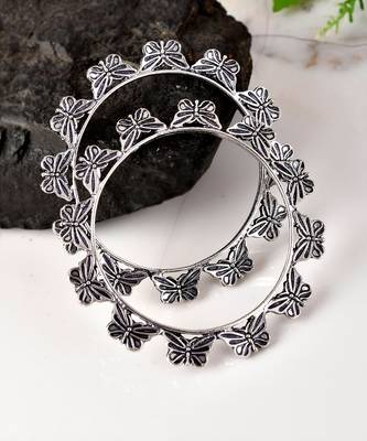Set of 2 Silver Plated Oxidised Butterfly design bangles 2
